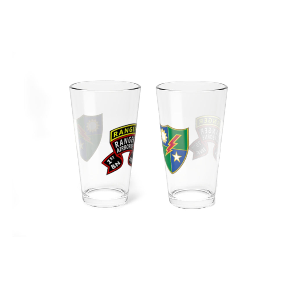 Pair of 1st Ranger Battalion, Old Scroll, Pint Glass, 16oz